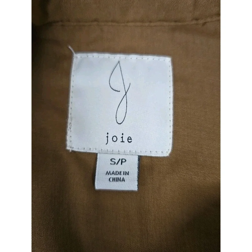 Joie‎ Cropped Button Down Long Sleeve Teddy Jacket Shacket Brown Women's Size S